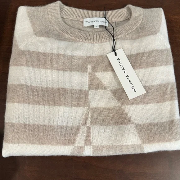 White + Warren Sailboat Stripe Cashmere Crewneck sweater Size small - Picture 6 of 8